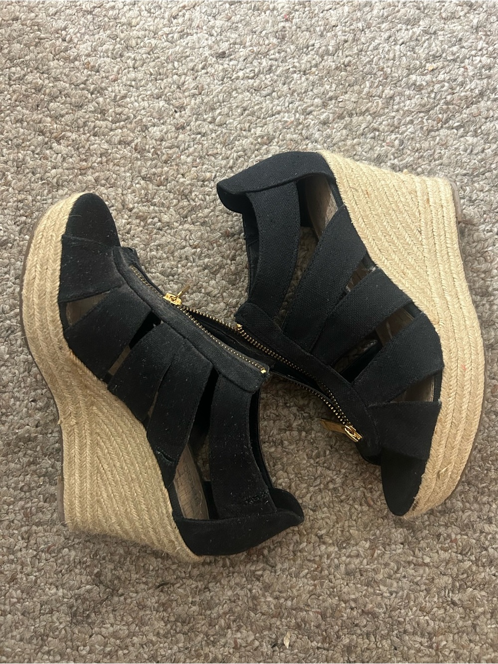 Black Espadrille Wedge Sandals - Women